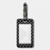 Silberner und schwarzer quatrefoil Gepäckanhänger (Rückseite vertikal)