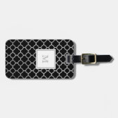 Silberner und schwarzer quatrefoil Gepäckanhänger (Vorderseite horizontal)