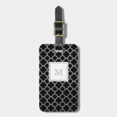 Silberner und schwarzer quatrefoil Gepäckanhänger (Vorderseite vertikal)