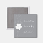 Silberner und weißer Hochzeitsmagnet Magnet (Vorderseite/Rückseite)