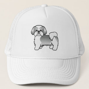 Silberner und weißer Shih Tzu süßer Cartoon-Hund Truckerkappe