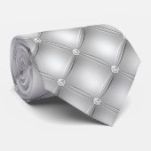 Silberner Unechter Diamant Luxus Krawatte (Gerollt)