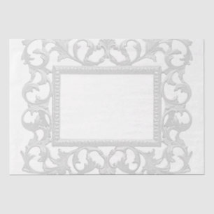 Silberner verzierter Akanthusblatt-Vintage-Rahmen Seidenpapier