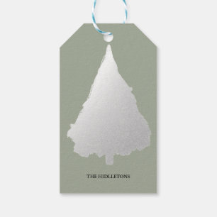 Silberner Weihnachtsbaum-moderner Feiertag Geschenkanhänger