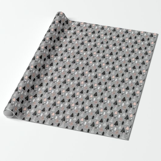Silberner Weihnachtsbaum-Muster Geschenkpapier (Ungerollt)
