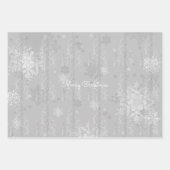 Silberner Weihnachtsbaum und Schneeflocken Geschenkpapier Set (Vorderseite 3)