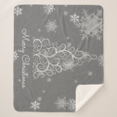 Silberner Weihnachtsbaum und Schneeflocken Sherpadecke (Vorderseite)