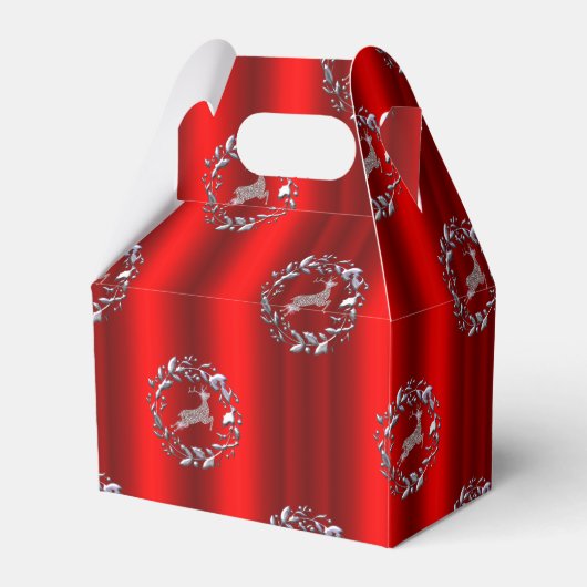 Silberner Weihnachtskranz und Rentier Geschenkschachtel (Rückseite)