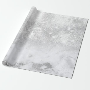 Silberner weißer grauer Marmorsteinbürsten-Funke Geschenkpapier