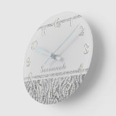 Silberner weißer Zebra-Druckbezaubernder Runde Wanduhr (Winkel)