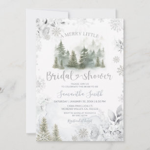 Silberner Winterkiefernbaum Fröhliche kleine Braut Einladung