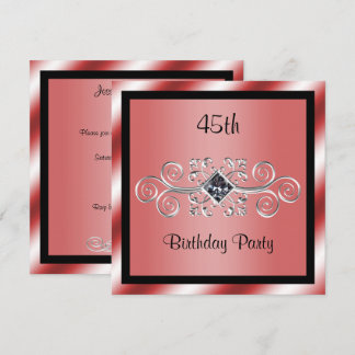Silberner Wirbel u. Diamant-45. Geburtstags-Party Einladung