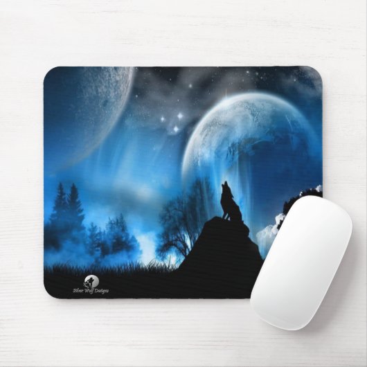 Silberner Wolf entwirft MousePad (Mit Mouse)