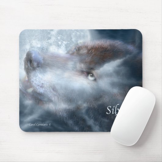Silberner Wolf Mousepad (Mit Mouse)