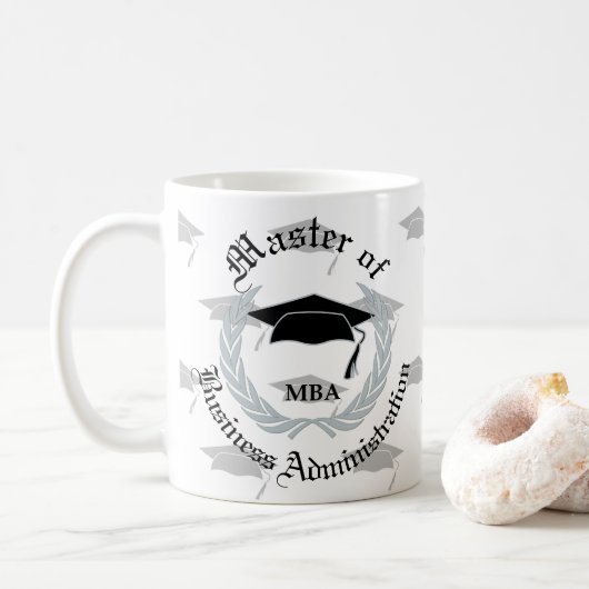 Silberner Wreath beherrscht MBA-Abschluss Kaffeetasse (Mit Donut)