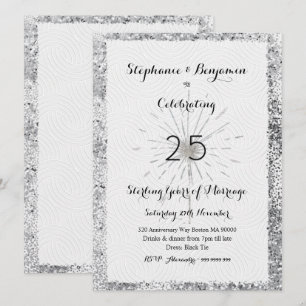 Silbernes 25. Jubiläums-Glitter Elegant Chic Einladung