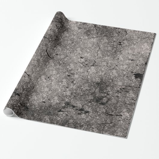 Silbernes, abgenutztes gothisches Damast-Geschenkp Geschenkpapier (Ungerollt)