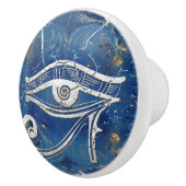 Silbernes ägyptisches Auge von Horus auf blauem Keramikknauf (Rechts)