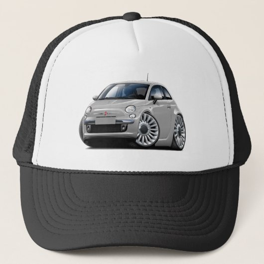 Silbernes Auto Fiats 500 Truckerkappe (Vorderseite)