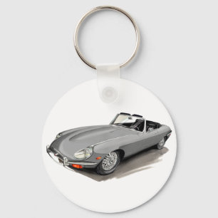 Silbernes Auto Jaguars XKE Schlüsselanhänger