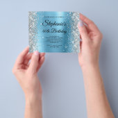 Silbernes Baby-Blau Glam-Monogramm 40. Geburtstag Flyer (Gruppe)