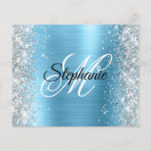 Silbernes Baby-Blau Glam-Monogramm 40. Geburtstag Flyer (Hinten)