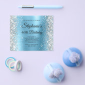 Silbernes Baby-Blau Glam-Monogramm 40. Geburtstag Flyer (Einzeln)