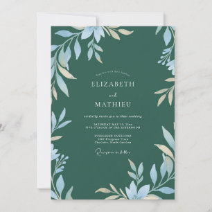Silbernes Benzinlaub Eukalyptus-Hochzeit Einladung
