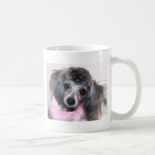 Silbernes blaues Pudel-Welpen-Gesichts-Porträt Kaffeetasse