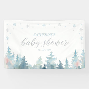 Silbernes & Blaues Winter-Wunderland-Baby-Shower Banner