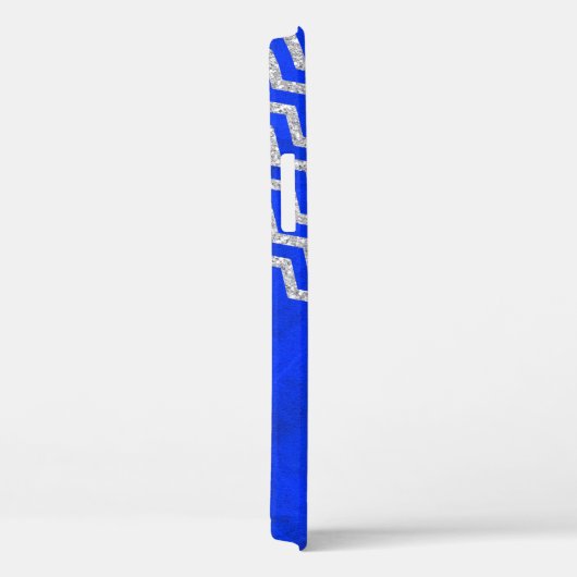 Silbernes blaues Zickzack personalisiertes Case-Mate iPhone Hülle (Rückseite / Rechts)
