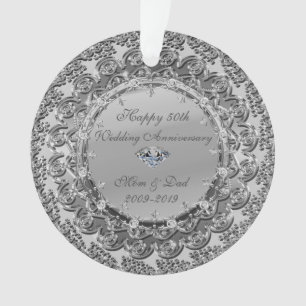 Silbernes Blumen-Diamant 50. Hochzeitstag Ornament