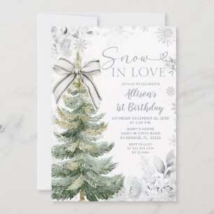 Silbernes Blumen-Schnee-In-Liebe-Weihnachtsbaum-Ge Einladung