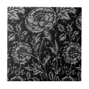 Silbernes BlumenChic Fliese