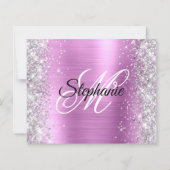 Silbernes Blumenlavendel-Glamour-Monogramm 40. Geb (Rückseite)