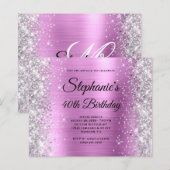 Silbernes Blumenlavendel-Glamour-Monogramm 40. Geb (Vorne/Hinten)