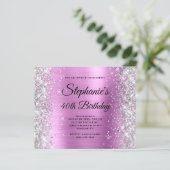Silbernes Blumenlavendel-Glamour-Monogramm 40. Geb (Stehend Vorderseite)