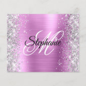 Silbernes Blumenlavendel-Glamour-Monogramm 40. Geb Flyer (Hinten)