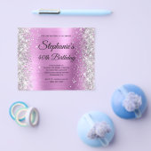 Silbernes Blumenlavendel-Glamour-Monogramm 40. Geb Flyer (Einzeln)