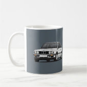 Silbernes BMW 3 Reihe, E30, Illustration Kaffeetasse (Links)