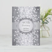 Silbernes Bokeh Foto-Geburtstags-Party Einladung (Stehend Vorderseite)