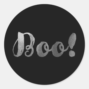 Silbernes BOO! Moderne Halloween-Partygeschenke mi Runder Aufkleber