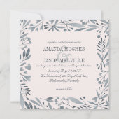 Silbernes botanisches | Blumenhochzeitsrosa | Einladung (Vorderseite)