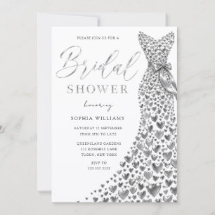 Silbernes Brautkleid-Brautparty Digital oder Druck Einladung