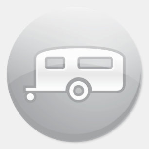 Silbernes Camper-Trailer-Icon Minimalistischer Woh Runder Aufkleber