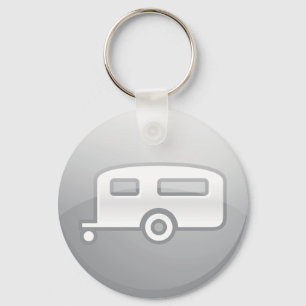 Silbernes Camper-Trailer-Icon Minimalistischer Woh Schlüsselanhänger