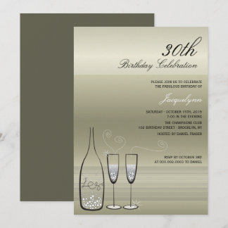 Silbernes Champagne-Meilenstein-Geburtstags-Party Einladung