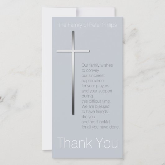 Silbernes christliches QuerBeileid danken Ihnen Dankeskarte (Vorderseite)