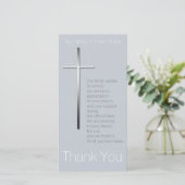 Silbernes christliches QuerBeileid danken Ihnen Dankeskarte (Stehend Vorderseite)