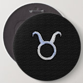 Silbernes Chrom mag Stier-Tierkreis-Zeichen Button (Vorne & Hinten)
